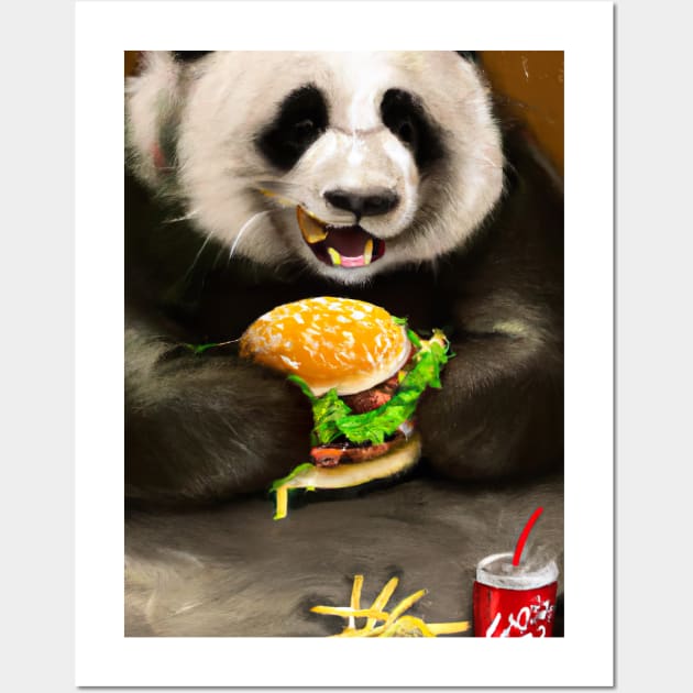 Panda eating Fast Food Wall Art by maxcode